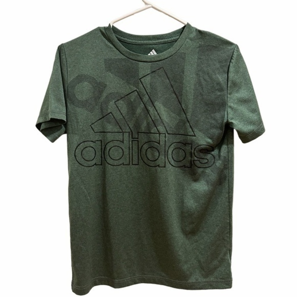 Boys Adidas Army Green Performance T-Shirt Size 10-12